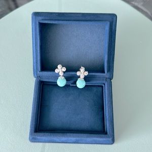 Earrings by ETERI. Silver, pheonites, Tiffany blue enamel